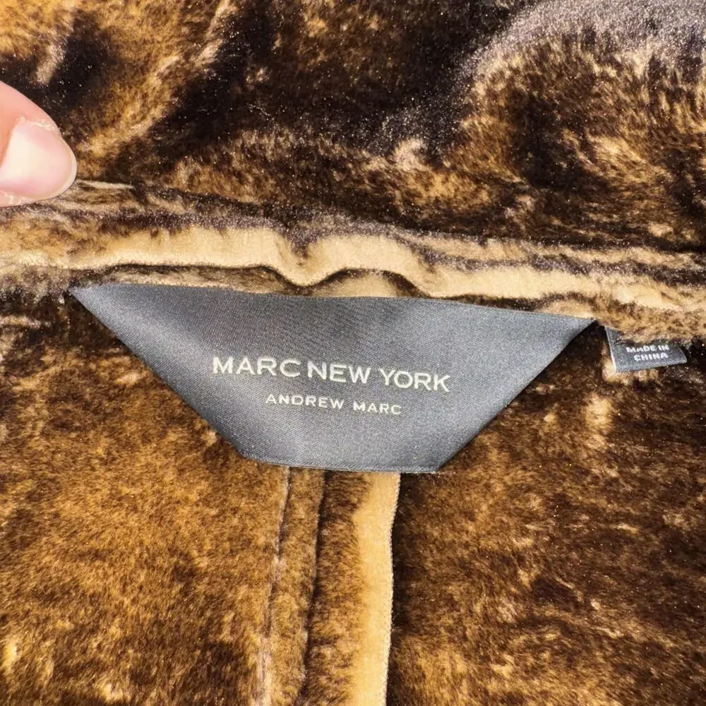 Marc New York Chocolate Brown Faux Fur & Faux Leather Jacket Sz L Sophisticated